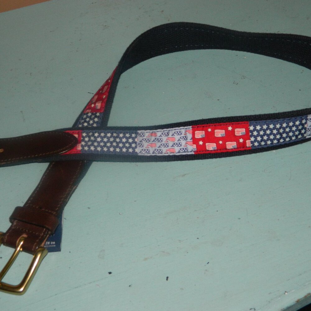 Vineyard Vines by Shep & Ian American Flag Patriotic Belt Mens 34 (BB-6)